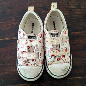 Kids ladybug floral printed low top converse toddler shoes size 10